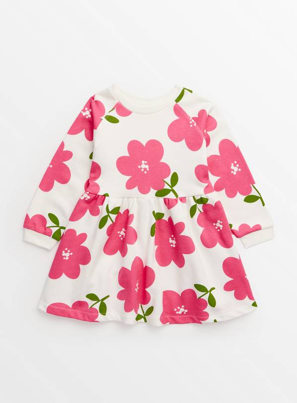 White Floral Sweat Dress 6-7 years